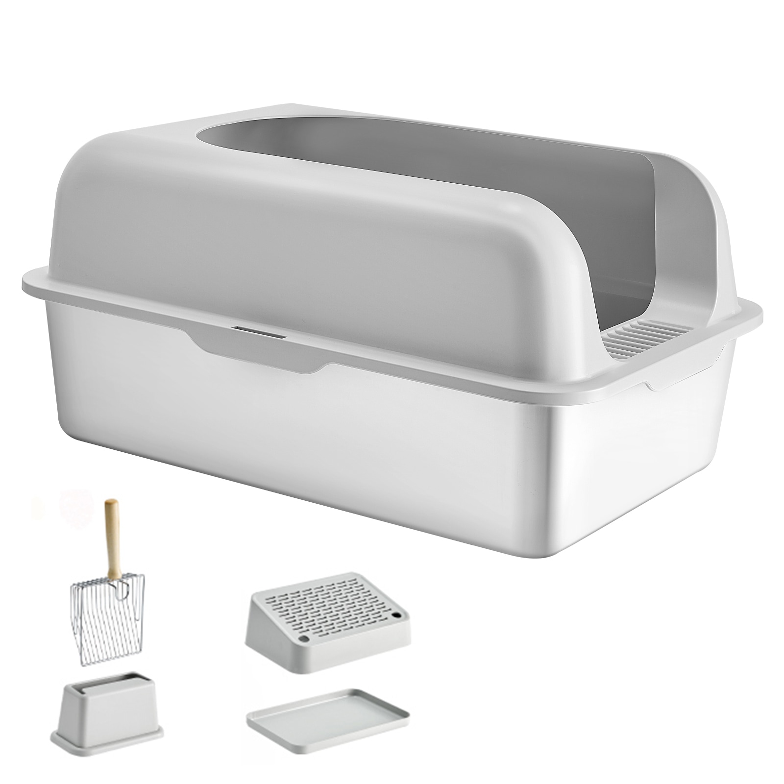 6 In Deep Cat Litter Box Odor-Free Litter Box With Filtering Foot Board_voghion.com